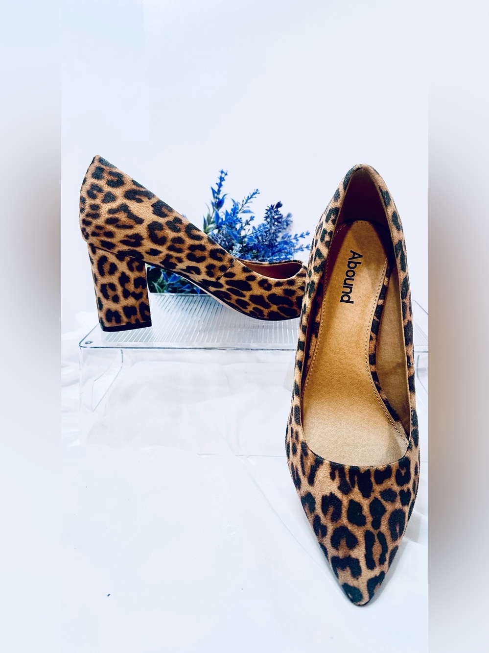 Abound from Nordstrom Rack- Leopard Print Block Heel Pumps - Tan/Black Size 7